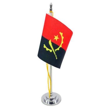 Imagem de Mini Bandeira de Mesa Angola 15 cm Poliéster - SP Bandeiras 