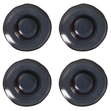 Imagem de Conjunto de Pratos para Massa e Risoto Orgânico Titanium 4 Peças Cerâmica Azul Porto Brasil
