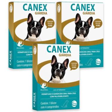 Imagem de 3 Vermífugo Canex Giárdia Vermes Cães 10kg 4 Comprimidos Ceva