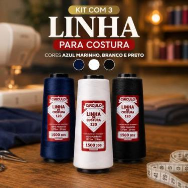 Imagem de Kit C/3 Linha Para Confecção E Costura Profissional 1500 Jds - Circulo