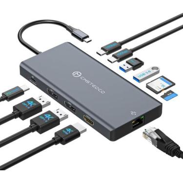 Imagem de Estação de acoplamento USB-C JCYMELE 12 em 1 para 3 monitores com PD d