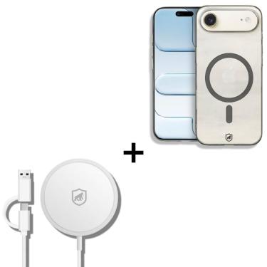 Imagem de Kit Capa e Carregador Wireless Gshield Crystal Slim Titanium para Iphone Air com Carregamento Magsafe 15W Acrílico