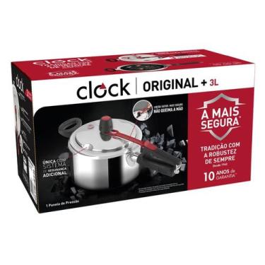 Imagem de Panela de Pressão Clock Original 3 Litros Alumínio Polido Cozinha Segu