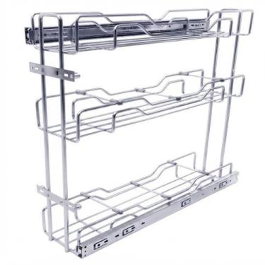 Imagem de Porta Latas e Óleos Triplo Lateral 125x530x450mm 8694 Cromado Jomer