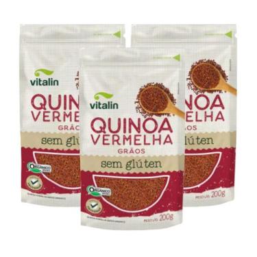 Imagem de Kit 3 Quinoa Vermelha Grãos Orgânico 200g Orgânico Vitalin