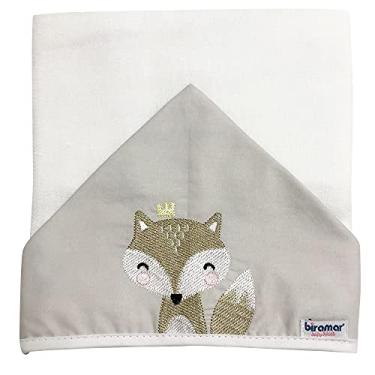 Imagem de Biramar Baby Toalha De Fralda Para Bebê Com Capuz Bordada Woodland Raposa Cinza