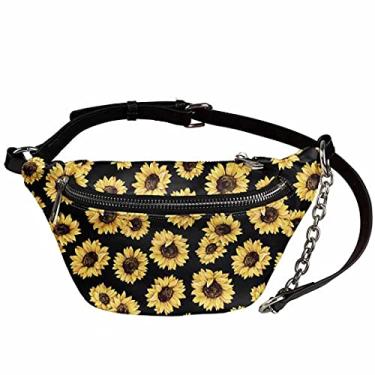 Imagem de GOSTONG Pochete Be Kind de couro de poliuretano para homens e mulheres, bolsas transversais leves, Estampa brilhante de girassol, One Size