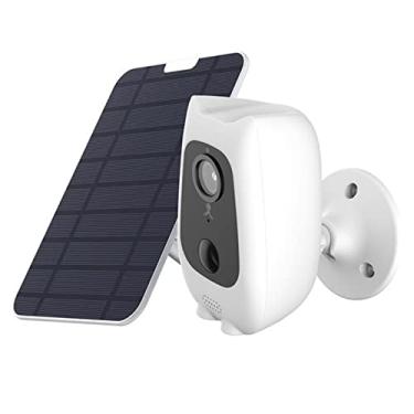 Imagem de Câmera WiFi alimentada por bateria recarregável sem fio, câmera de segurança residencial, visão noturna, interno/externo, vídeo 1080p com detecção humanóide, áudio bidirecional (com painel solar)