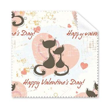 Imagem de Black Cats Pano de limpeza Feliz Dia dos Namorados limpador de óculos de tela de telefone 5 peças