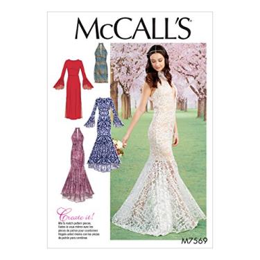 Imagem de McCall's Patterns Vestidos M7569A50 Misses Corpete e Manga Variações de Coluna e Sereia