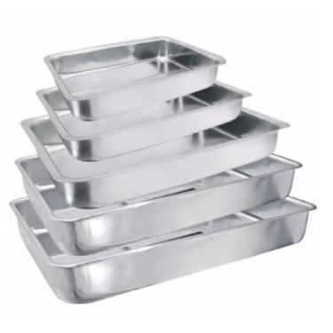 Imagem de Conjunto Assadeira Retangular Alta 5 Pçs Em Aluminio