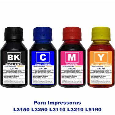 Imagem de Tinta Compatível Epson L3150 L3250 L3110 L3210 L5190 Refil 544  Kit 400 ml