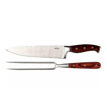 Imagem de Conjunto Para Churrasco Nobre Em Aço Inox E Cabo Madeira Mor