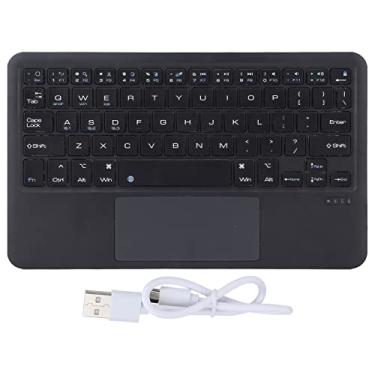 Imagem de Teclado sem fio, portátil com chave de tesoura pé leve ergonômico 200 mah teclados com touchpad, para Android, para OS X, para Windows (preto)
