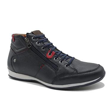 Imagem de Bota Masculina Casual em Couro com Elástico e Ziper Lateral NE-1005 Marinho Cor:Azul;Tamanho:41;Gênero:Masculino