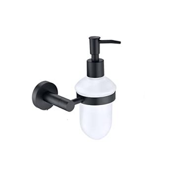 Imagem de Rack de barra de toalha preto fosco ganchos de banheiro dispensador de caixa de sabão anel de toalha escova de banheiro suporte de papel conjunto de acessórios de banheiro, dispensador de sabão