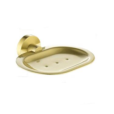 Imagem de Conjunto de ferragens de banheiro suporte de escova de banheiro de ouro escovado gancho de roupão suporte de papel suporte de saboneteira montagem de parede acessórios de banheiro, saboneteira