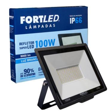 Imagem de Refletor de Led 100W Luz Branca 110/220V 25.000h Fortled