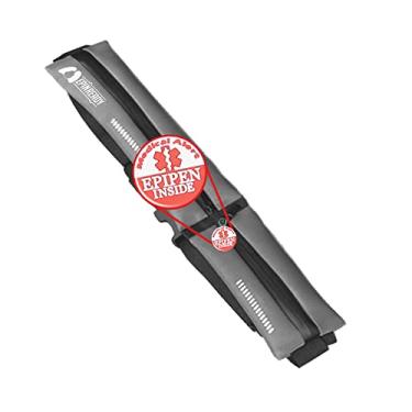 Imagem de Cinto EpiPen com etiqueta de alerta médico, pochete EpiPen, capa esportiva ao ar livre Epipen para caminhada ou corrida – Serve para EpiPen e um inalador M.D.I. (cinza aço)