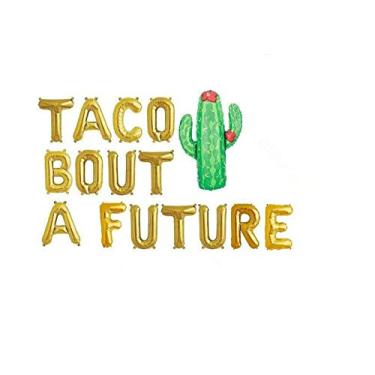Imagem de WULEEUPER Balões TACO BOUT A FUTURE | Balões de jardim de cacto com letras douradas de 40,64 cm | Faixa de celebração de formatura para festa de formatura de festa de noivado de casamento