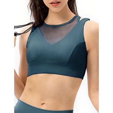 Imagem de Tingpai Sutiã de ioga fe no malha oco sem fio treino jogging colete casual