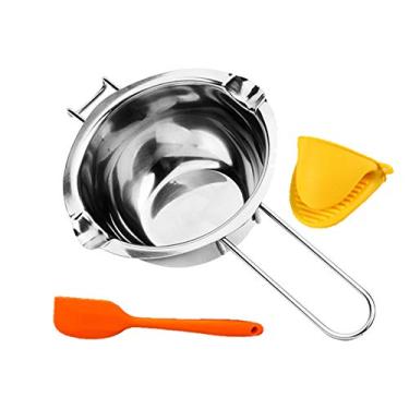 Imagem de PureSec 2017 Pequeno 18/8 Aço Inoxidável Universal Derretendo Tigela Dupla Caldeira Inserção com Bicos Despejados para Derreter 400 ml 1-2/3 Bojos 325 ml Caramelo de Manteiga de Queijo de Chocolate e coisas em pequenas quantidades