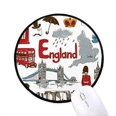 Imagem de DIYthinker Inglaterra Landscap Animais Bandeira Nacional Mouse Pad Desktop Escritório Tapete Redondo para Computador