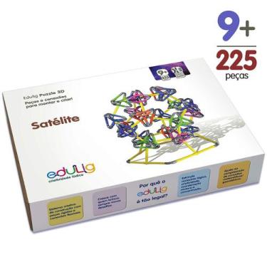 Imagem de Quebra-Cabeça Edulig Puzzle 3D Satélite - 225 Peças E Conexões - 6 Cor