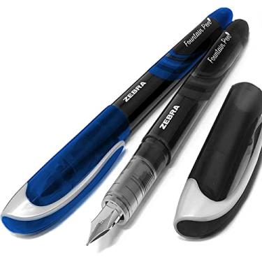 Imagem de Zebra Fuente - Caneta-tinteiro descartável - Tinta preta e azul - Pacote com 2