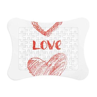 Imagem de Love You Heart Moldura de quebra-cabeça escrita à mão com citação vermelha, jogo de papel para casa