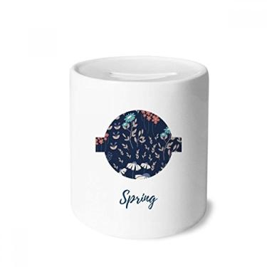 Imagem de DIYthinker Caixa de moeda de cerâmica com tinta de flor branca azul caixa para dinheiro presente de cofrinho