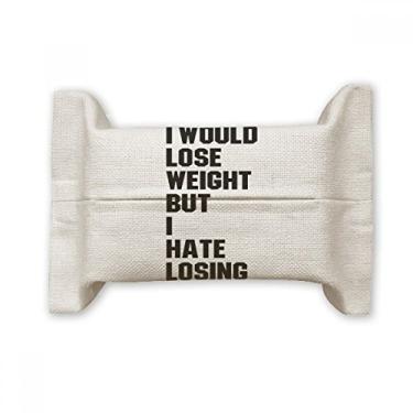 Imagem de Black English Lose Weight Slogan Capa de papel para lenços faciais Bolsa de linho de algodão