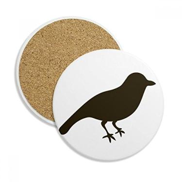 Imagem de Caneca de porta-copos Black Sparrow Animal Portrayal Porta-copos com proteção de mesa, pedra absorvente
