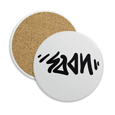 Imagem de Soon Caneca de porta-copos com citação divertida e escrita à mão com suporte redondo e pedra absorvente, 2 peças