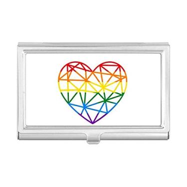 Imagem de Porta-cartões de visita LGBT com coração de modelagem lésbica, arco-íris gay
