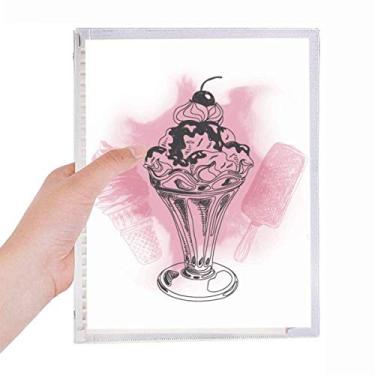 Imagem de Caderno de sorvete de cereja, chocolate, picolé, folhas soltas, diário recarregável, papelaria