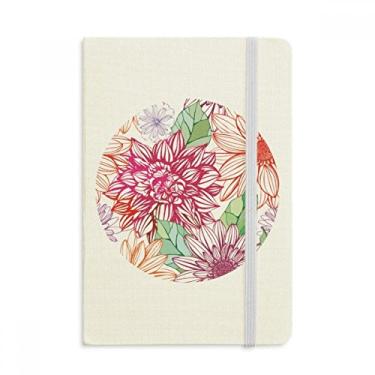 Imagem de Caderno com estampa de flores e pompom oficial de tecido capa dura para diário clássico