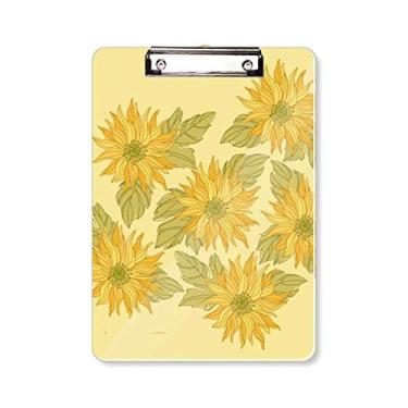 Imagem de Pintada à mão, planta, girassol, vegetação, prancheta, pasta, bloco de anotação, placa de apoio A4