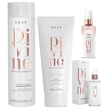 Imagem de kit Braé Divine Anti Frizz Shampoo + Máscara Líquida 60ml + Sérum 60ml + Leave-In 10 em 1-200g