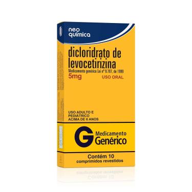Imagem de Dicloridrato de Levocetirizina 5mg 10 comprimidos Neo Química Genérico 10 Comprimidos