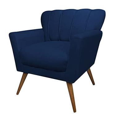 Imagem de Poltrona Decorativa Estofada Sala de Estar Escritório Quarto Leitura Paris (Suede Azul Marinho)