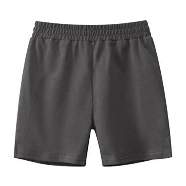 Imagem de Shorts de verão para meninos de cor sólida casual moda para roupas infantis shorts de basquete infantil (cinza escuro, 4-5 anos)