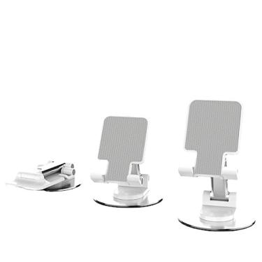 Imagem de Suporte de Mesa para iPhone em Liga de Alumínio com Rotação de 360 Graus e Suporte de Tablet Metálico - Suporte de Celular em Alumínio com Rotação de 360 Graus (Elevador dobrável giratório de atualização branca)
