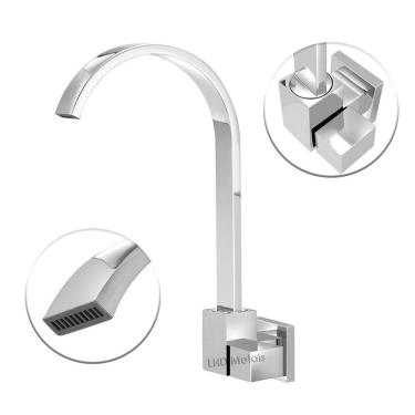 Imagem de Torneira Parede Quadrada Bica Móvel Metal Cromada Luxo 1/4 V