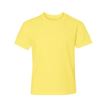 Imagem de Camiseta juvenil com gola canelada Nano estreita Hanes, Amarelo, Small