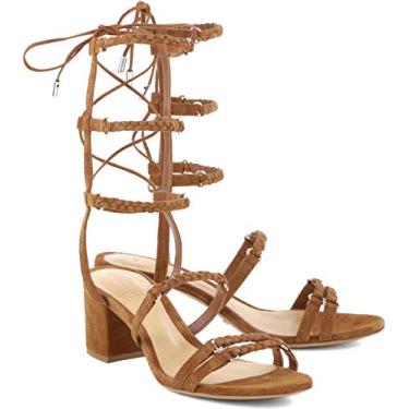 Imagem de Schutz Malva Saddle Brown Suede City Block Heel Thin Strap Gladiator Sandals (5)