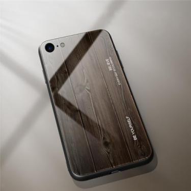 Imagem de Capa de telefone de grão de madeira para iPhone 6 s 6s 7 8 Plus 7Plus 8Plus para iPhone 11 Pro 12 mini X XR XS Max SE 2020 Capa dura de vidro temperado, M1, para iphone 11pro max
