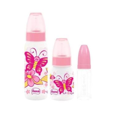 Imagem de Kit Mamadeira 3 pçs silicone Redondo Fiona - Rosa 