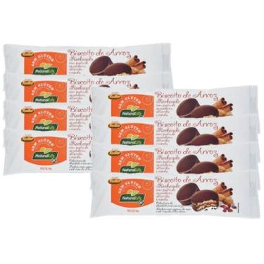 Imagem de KIT 8 Biscoito de Arroz Recheado com Pasta de Amendoim Sem Glúten 40g - Natural Life (Pasta de Amendoim, Alfarroba e Canela 8 Unid.)