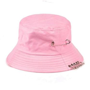 Imagem de Boné Chapéu Bucket Hat Rosa Argolas Piercing Alfinete - Bulier Modas